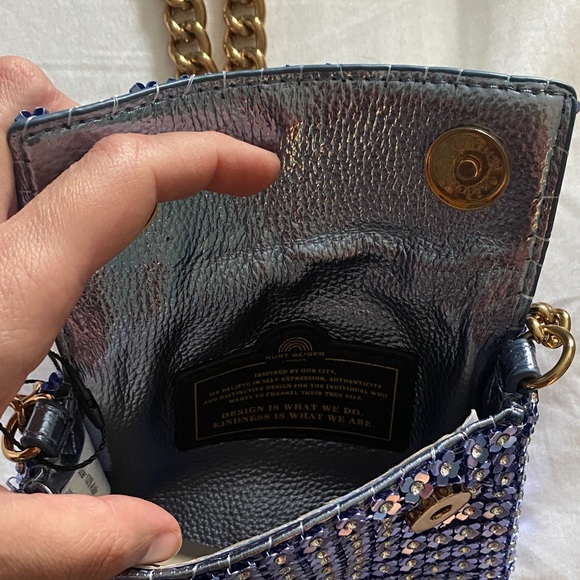 Kurt Geiger Blue Sequin Crossbody Bag - Picture 3 of 3